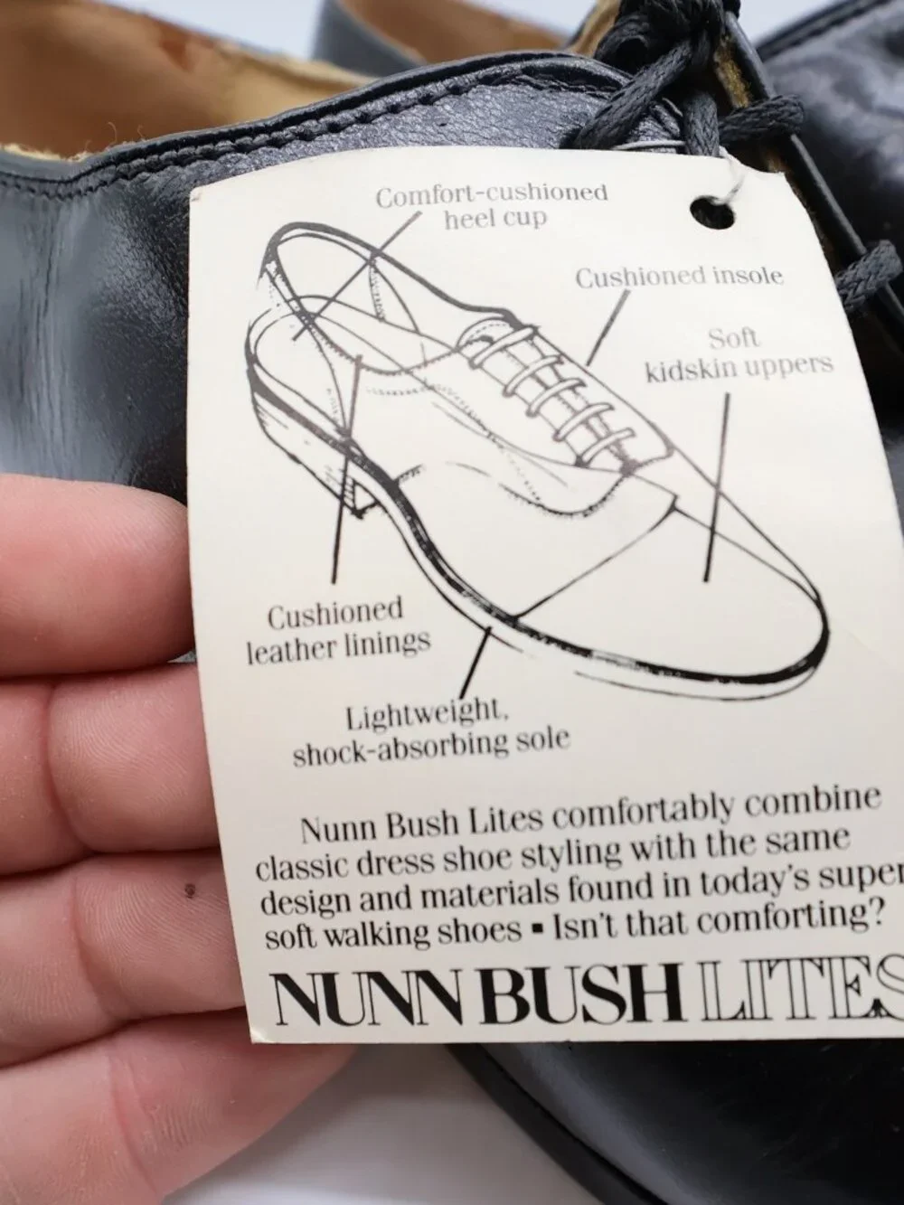 Nunn Bush Apron Toe Oxford Dress Shoes Mens 8 Black Leather Vintage NOS